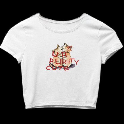 U R Purrty Cute | Womens Cropped Baby Tee