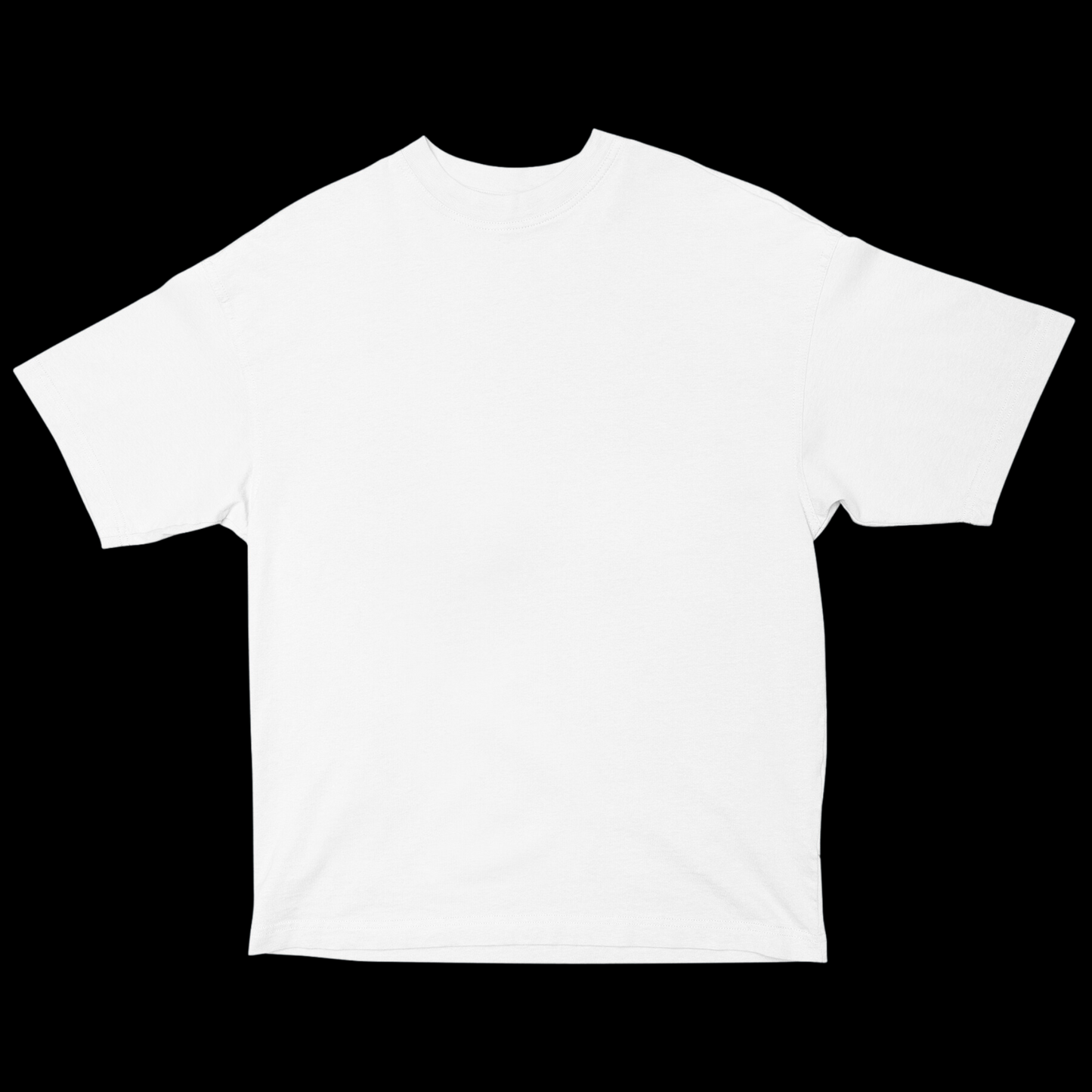 Front view of a white t-shirt plain front, design is on the back on the t-shirt.