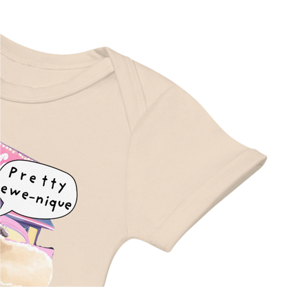 Sheep Design Baby Bodysuit in Natural Organic Sleeve