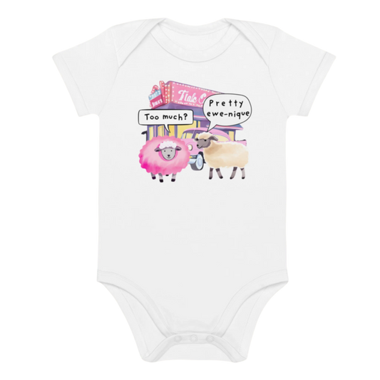 Sheep Design Baby Bodysuit in White